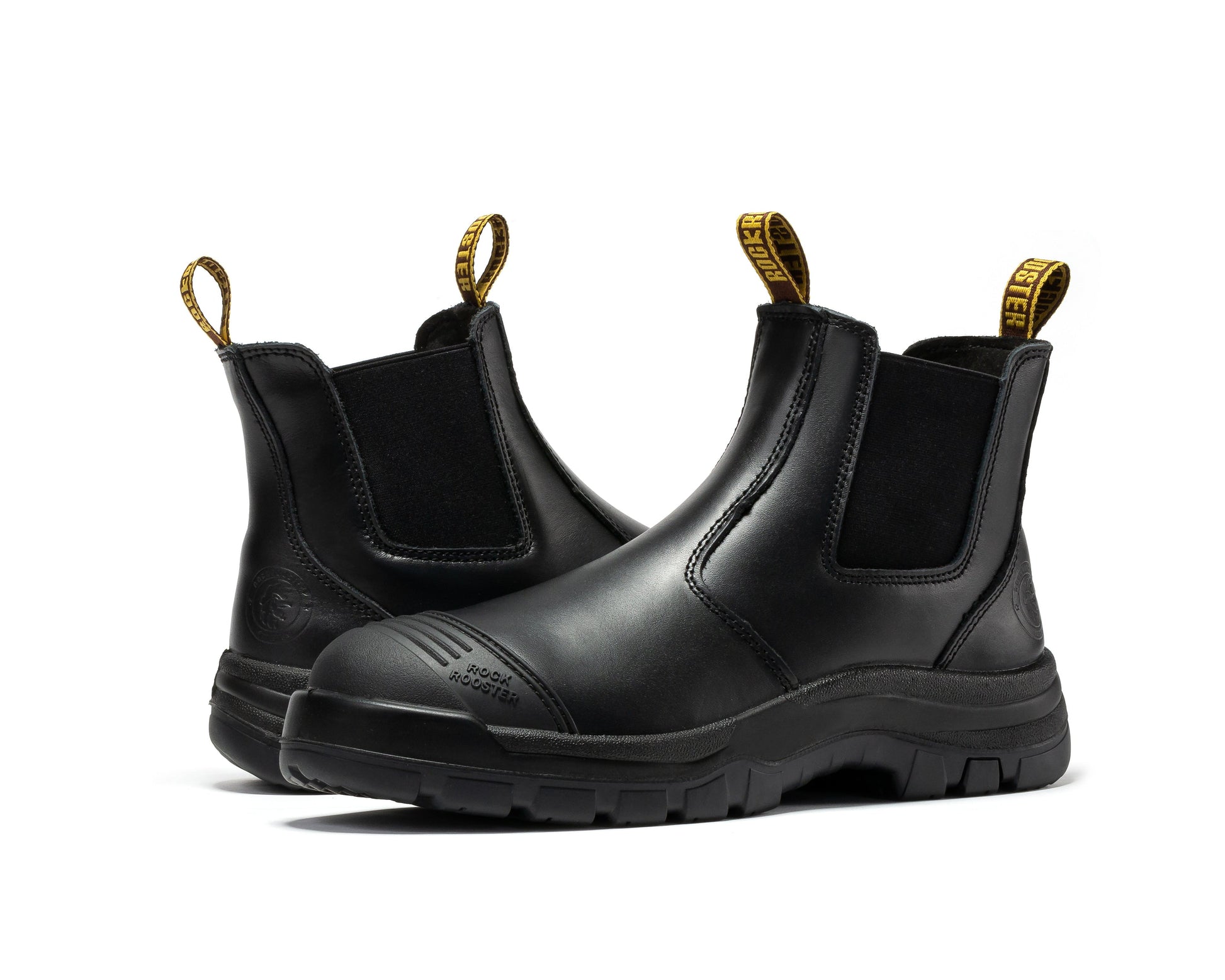 ROCKROOSTER Lumen Black 6 inch Pull on Leather Work Boots AK227NT (9)