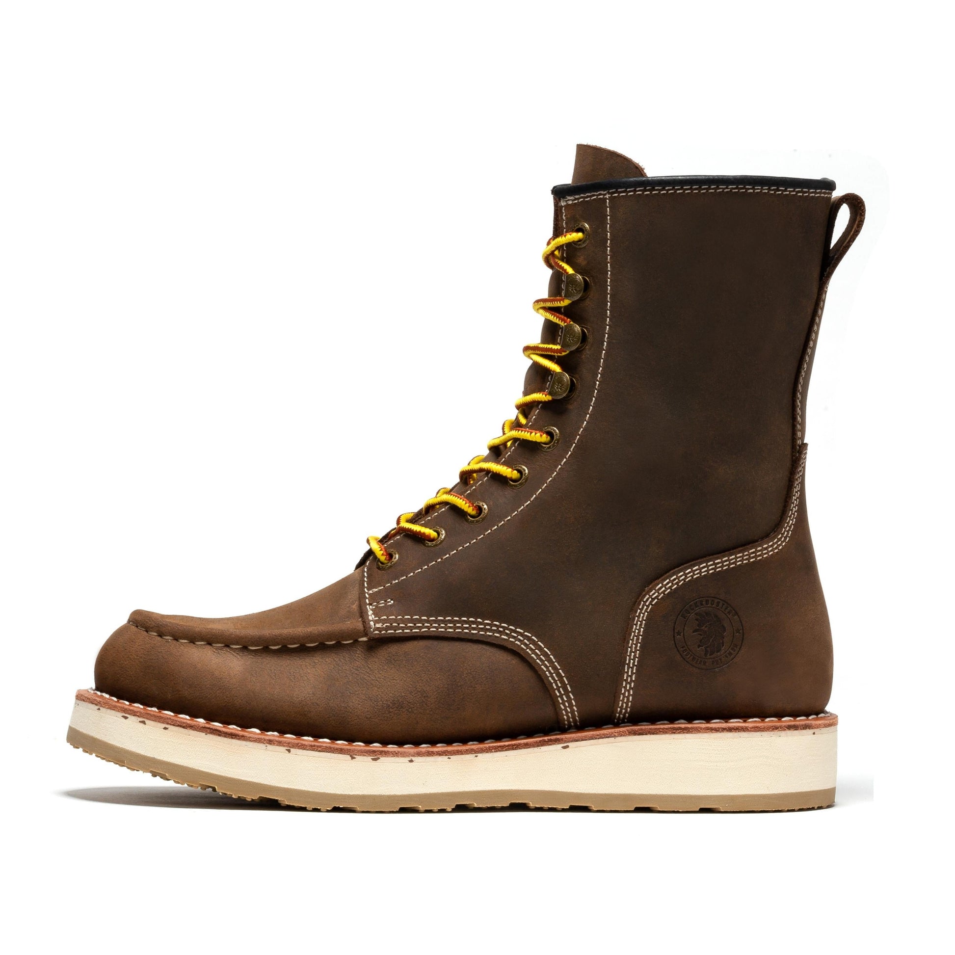 ROCKROOSTER Mantua Men's 8 inch Dark Brown Soft Toe Wedge Work Boots SAP308 (3)