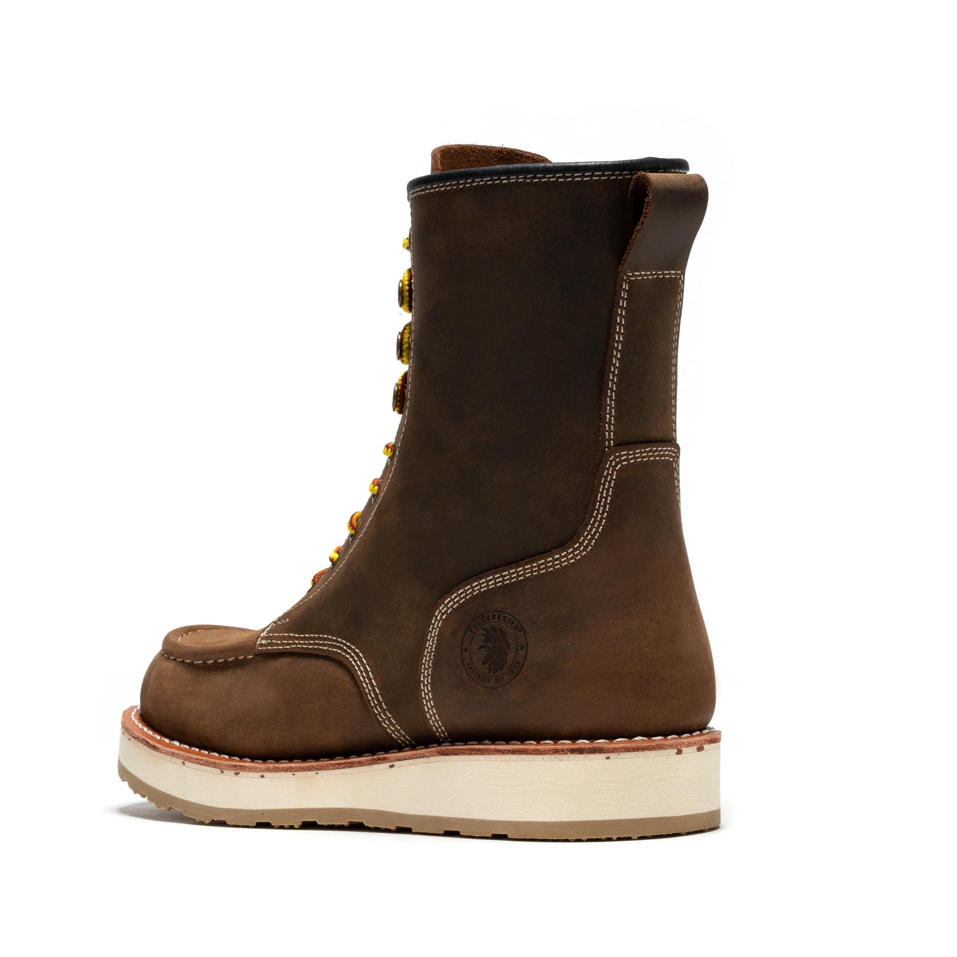 ROCKROOSTER Mantua Men's 8 inch Dark Brown Soft Toe Wedge Work Boots SAP308 (2)
