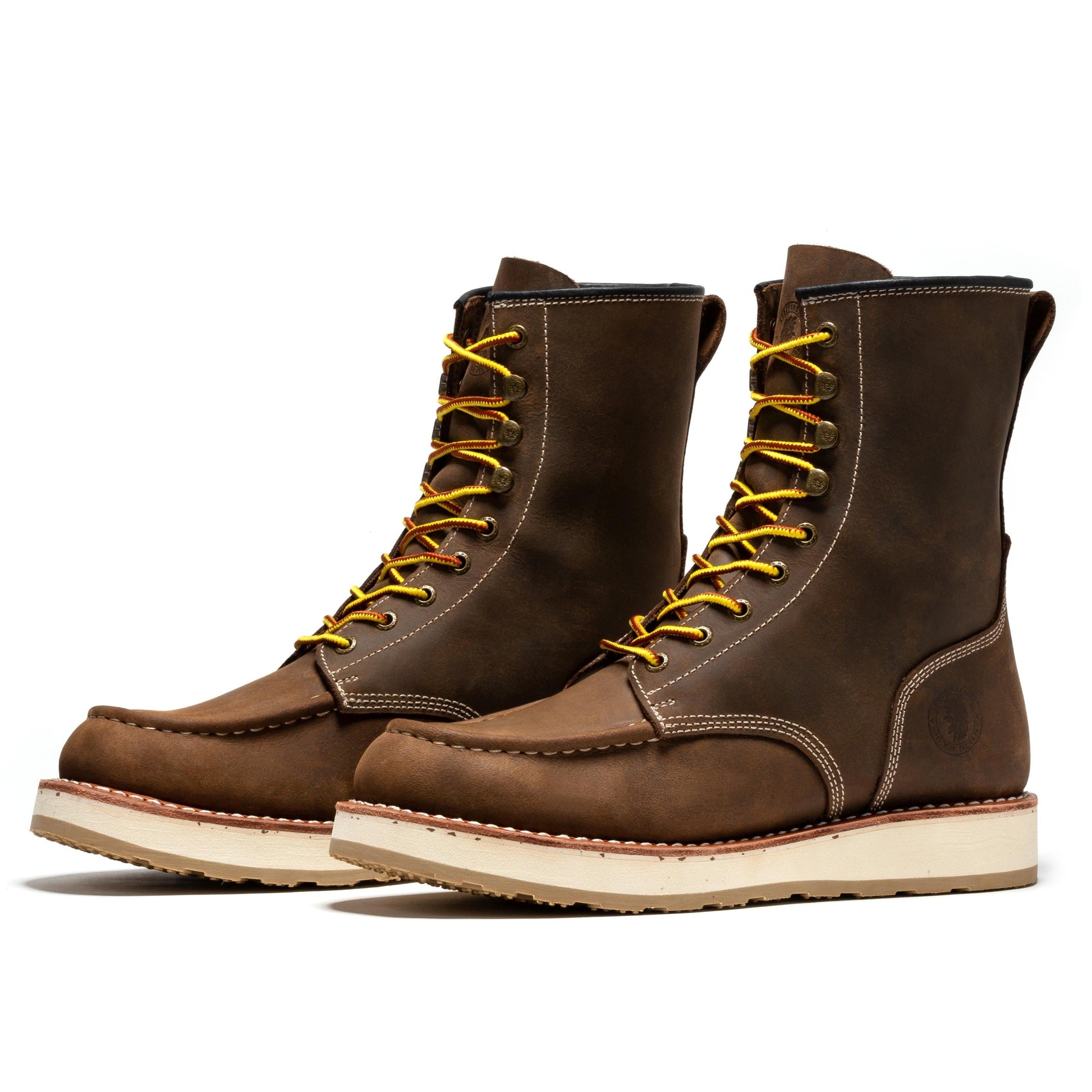 ROCKROOSTER Mantua Men's 8 inch Dark Brown Soft Toe Wedge Work Boots SAP308 (8)