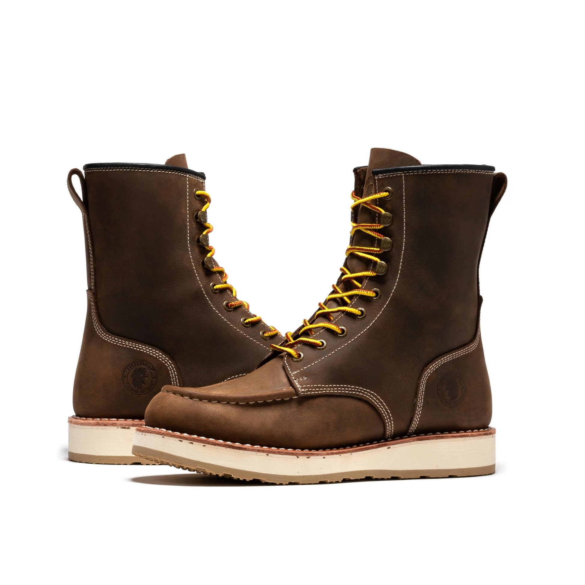 ROCKROOSTER Mantua Men's 8 inch Dark Brown Soft Toe Wedge Work Boots SAP308 (7)