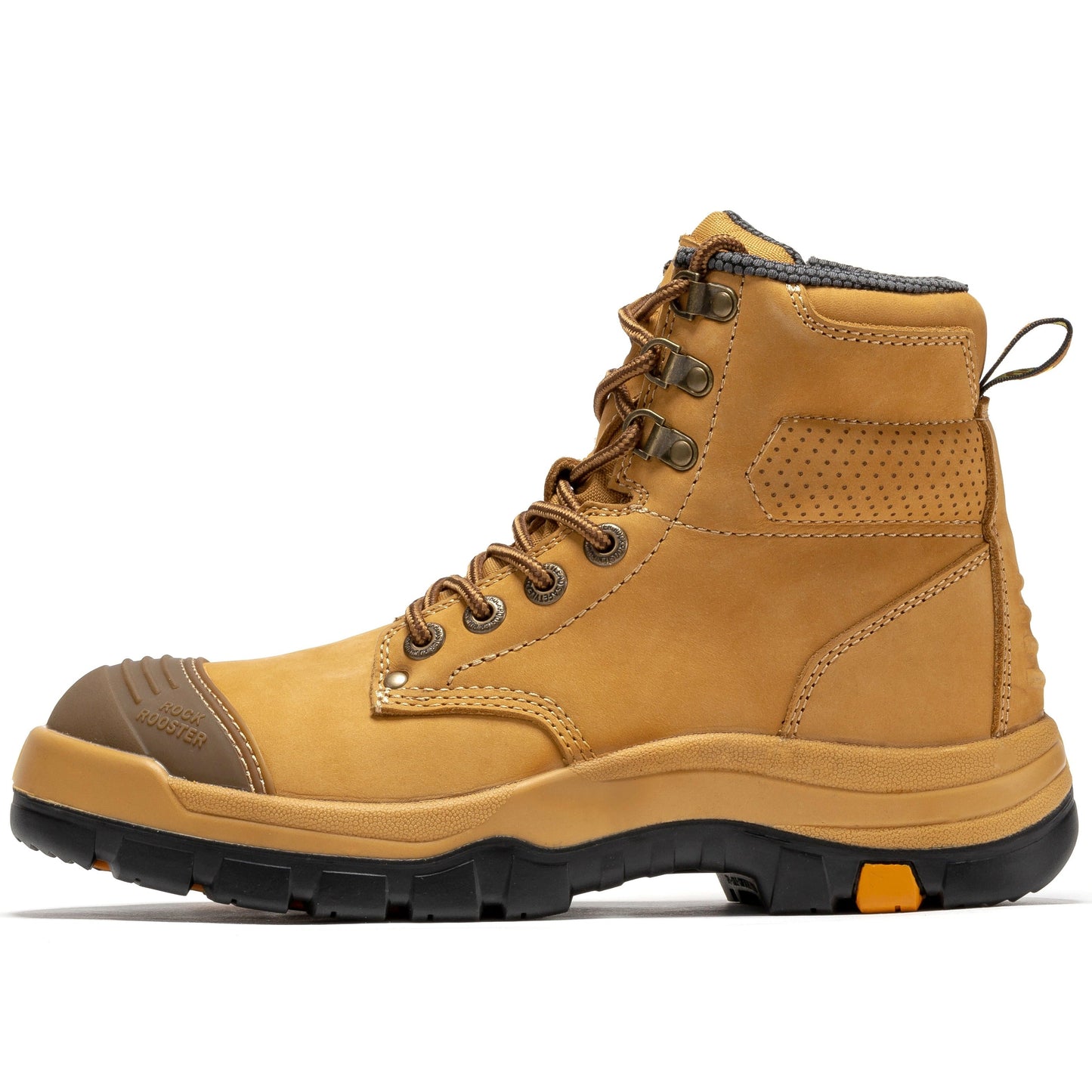 ROCKROOSTER Madison Tan 6 inch Zip-sided Steel Toe Leather Work Boots AK052 (3)