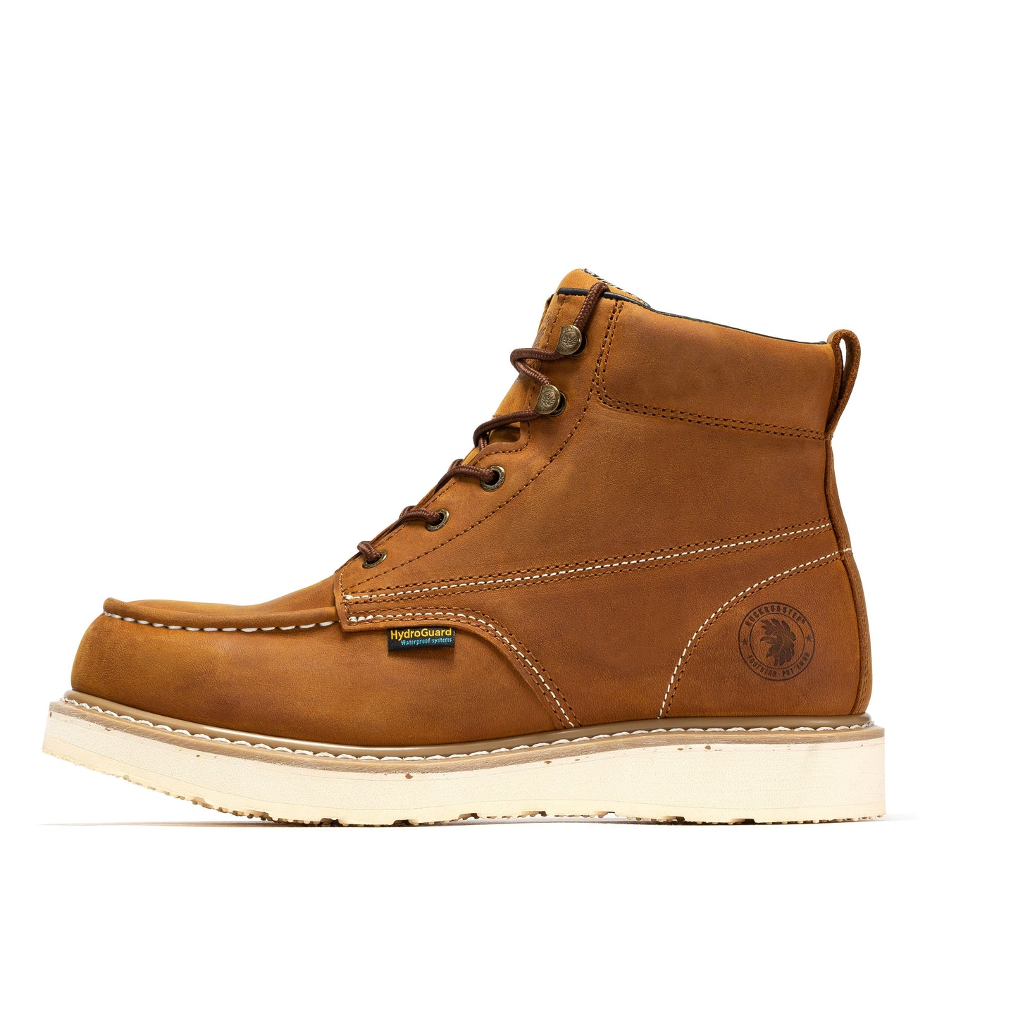 ROCKROOSTER Edgewood Men's 6 inch Brown steel toe waterproof wedge work boots SAP858 (3)