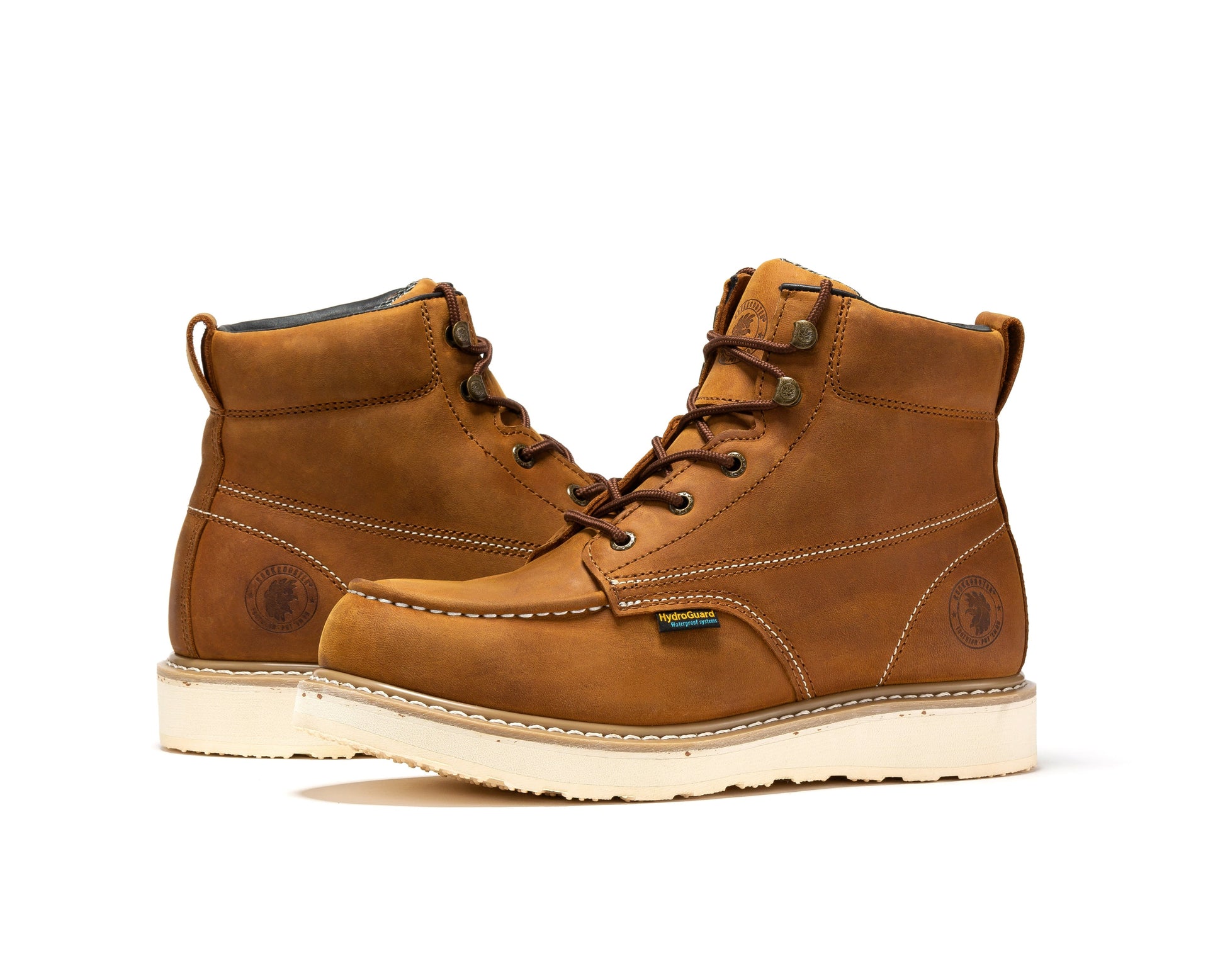 ROCKROOSTER Edgewood Men's 6 inch Brown steel toe waterproof wedge work boots SAP858 (9)