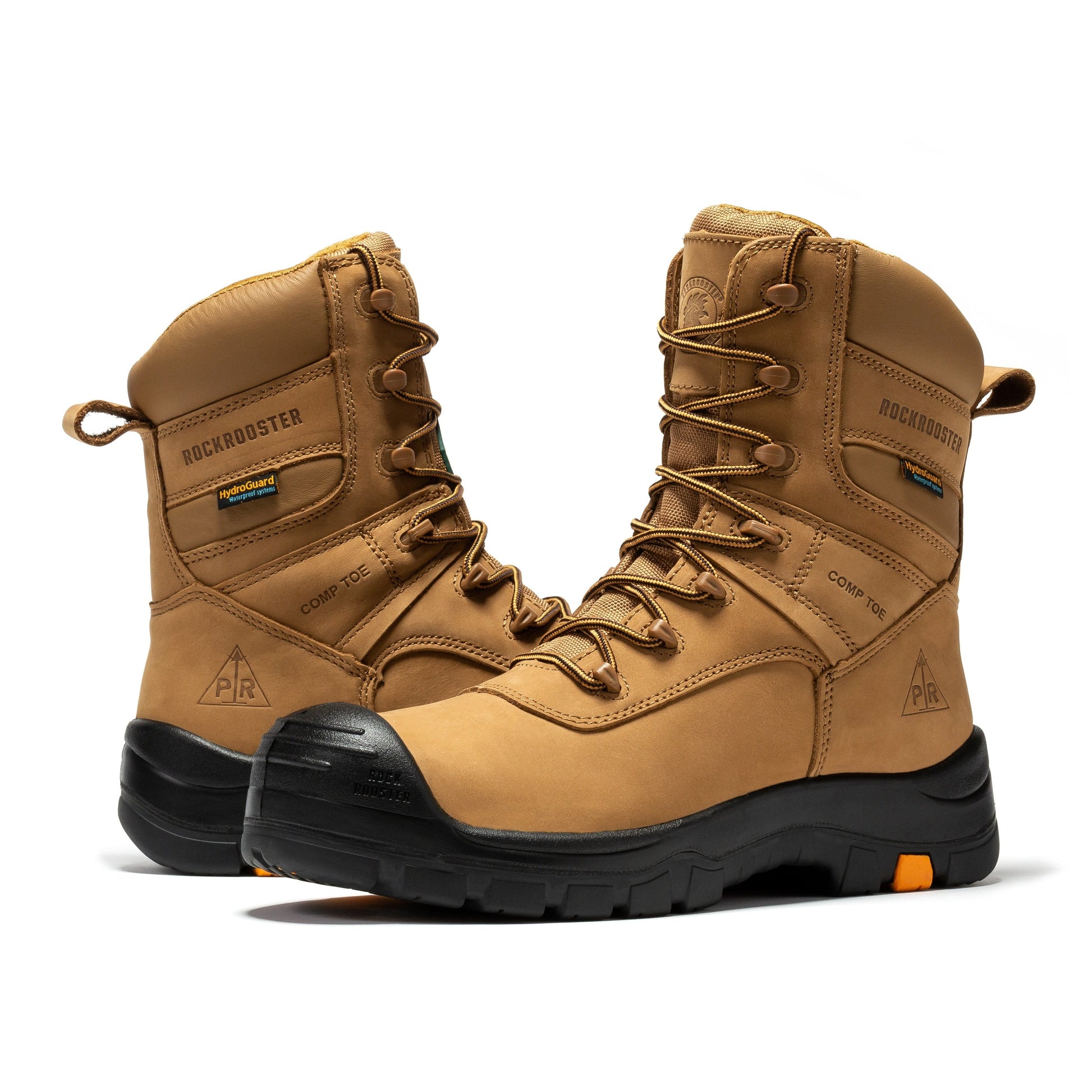 rockrooster Beaufort Men's Brown 8 inch Waterproof Composite Toe Work Boots AK831 (10)