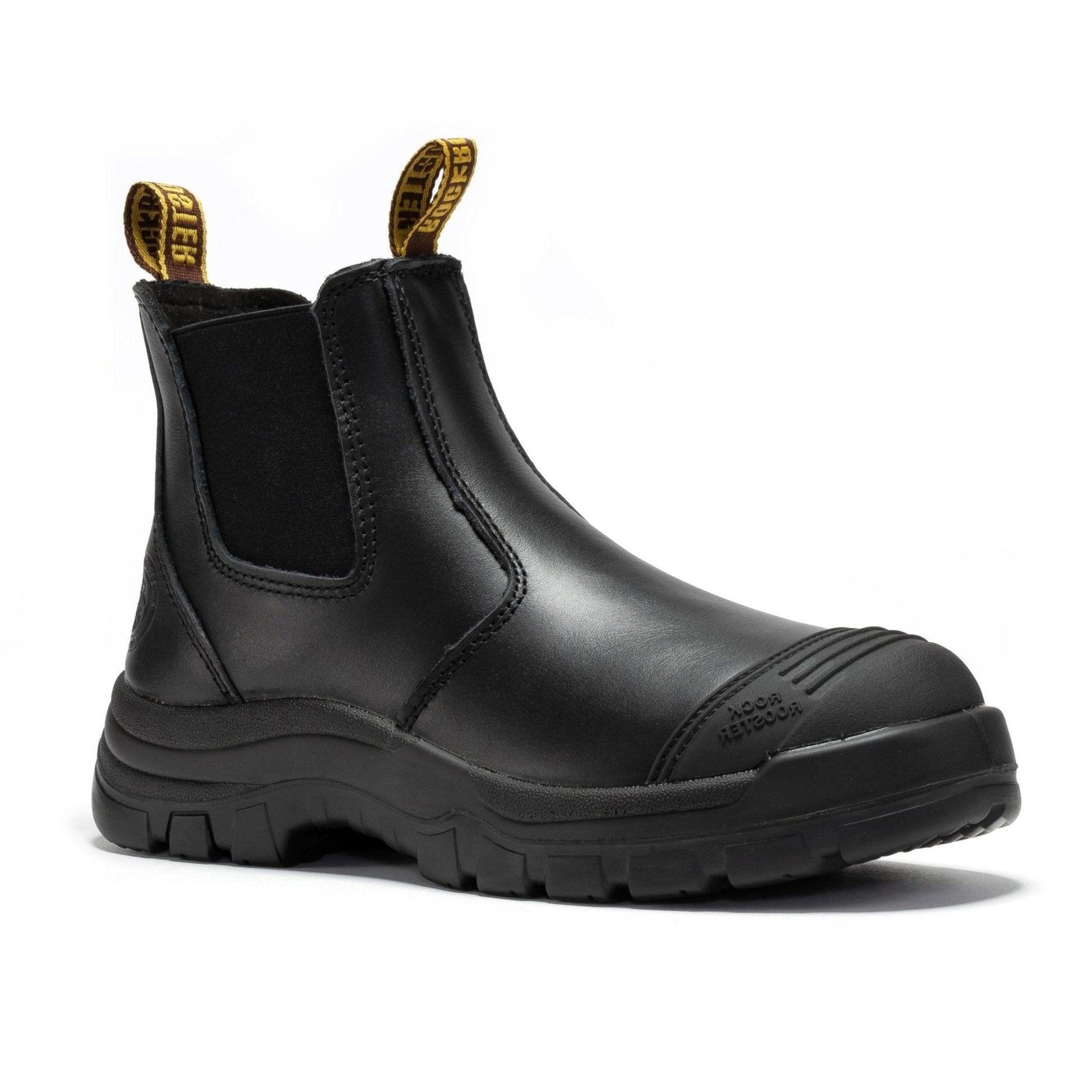 ROCKROOSTER Bakken Black 6 inch Pull on Leather Work Boots AK227 (8)