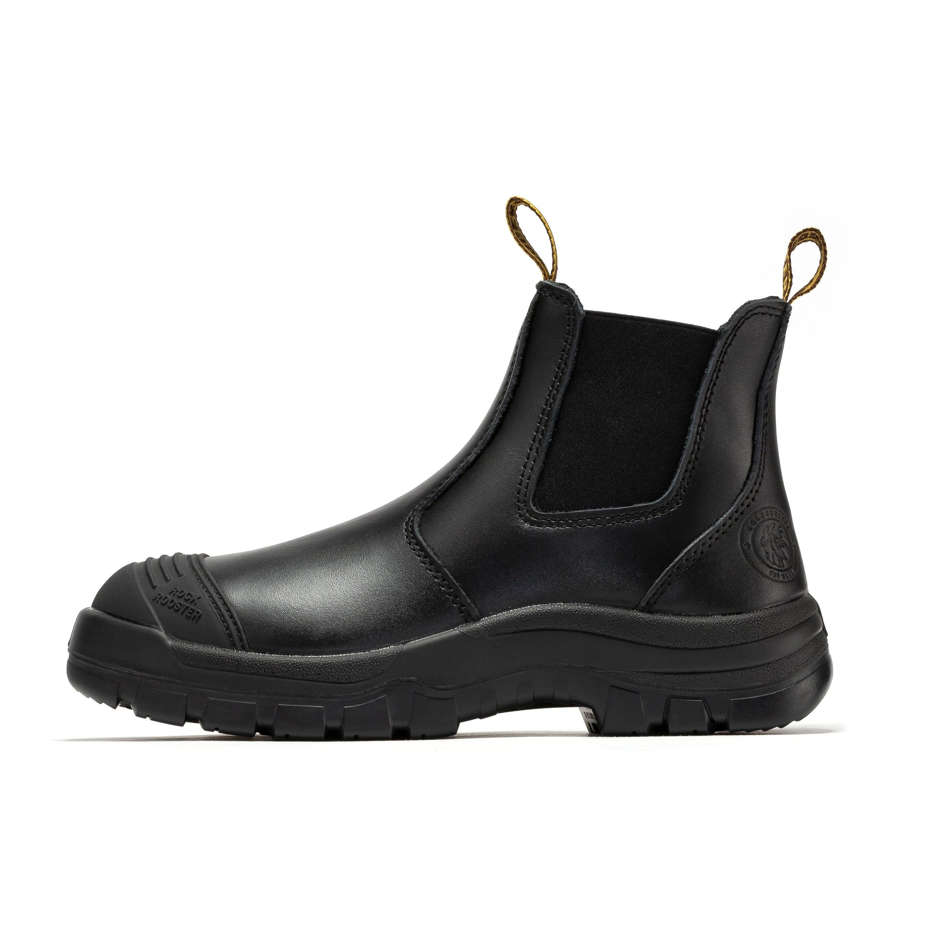 ROCKROOSTER Bakken Black 6 inch Pull on Leather Work Boots AK227 (9)