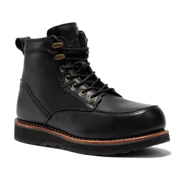 ROCKROOSTER Edgewood Men's 6 Inch Black Steel Toe Wedge Work Boots SAP610BK