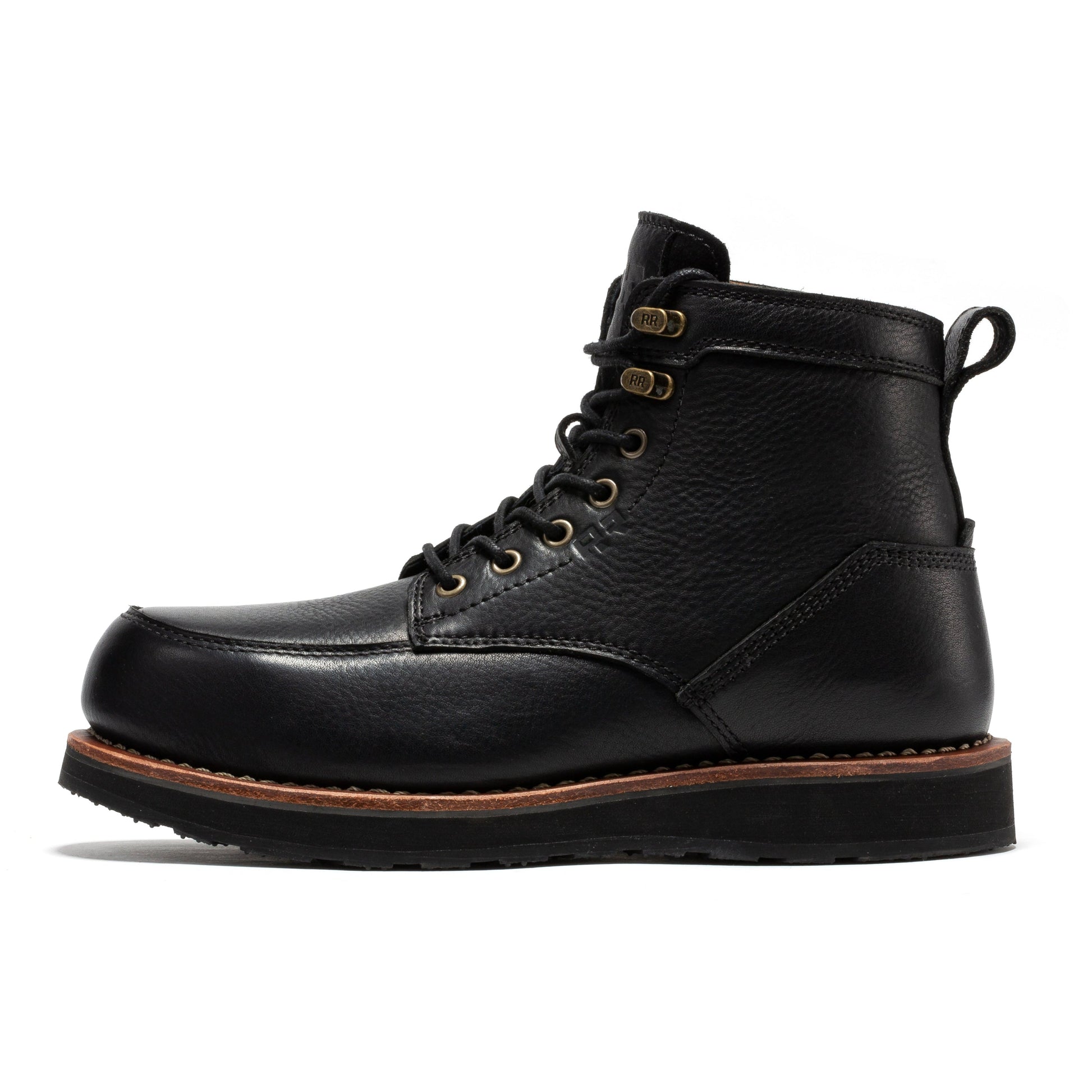 ROCKROOSTER Edgewood Men's 6 Inch Black Steel Toe Wedge Work Boots SAP610BK (3)