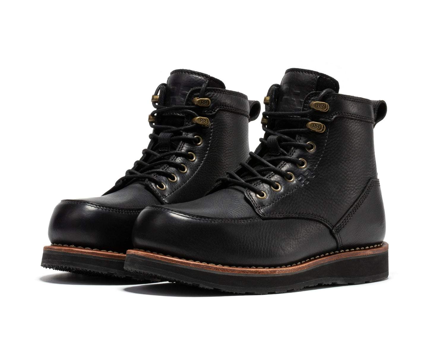 ROCKROOSTER Edgewood Men's 6 Inch Black Steel Toe Wedge Work Boots SAP610BK (7)