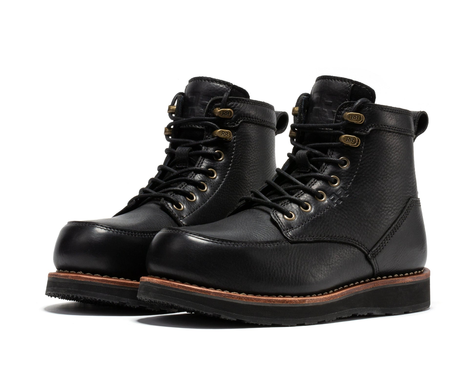 ROCKROOSTER Edgewood Men's 6 Inch Black Steel Toe Wedge Work Boots SAP610BK (7)