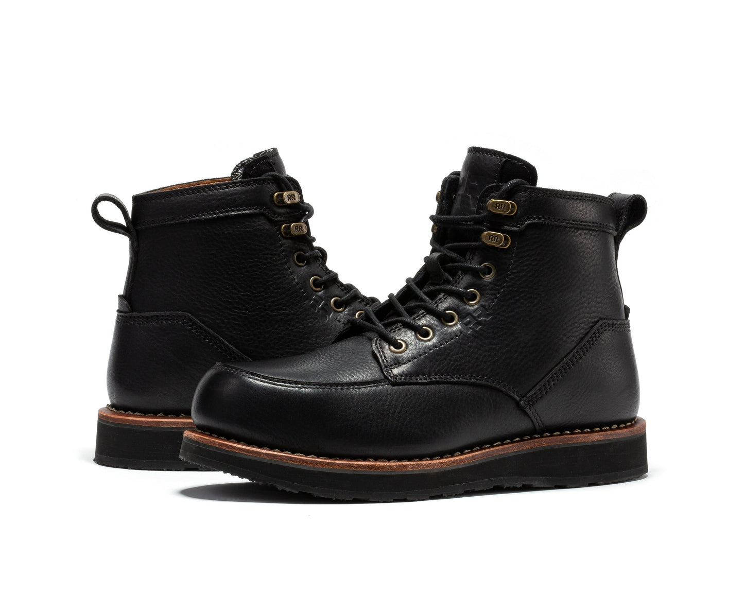 ROCKROOSTER Edgewood Men's 6 Inch Black Steel Toe Wedge Work Boots SAP610BK (10)