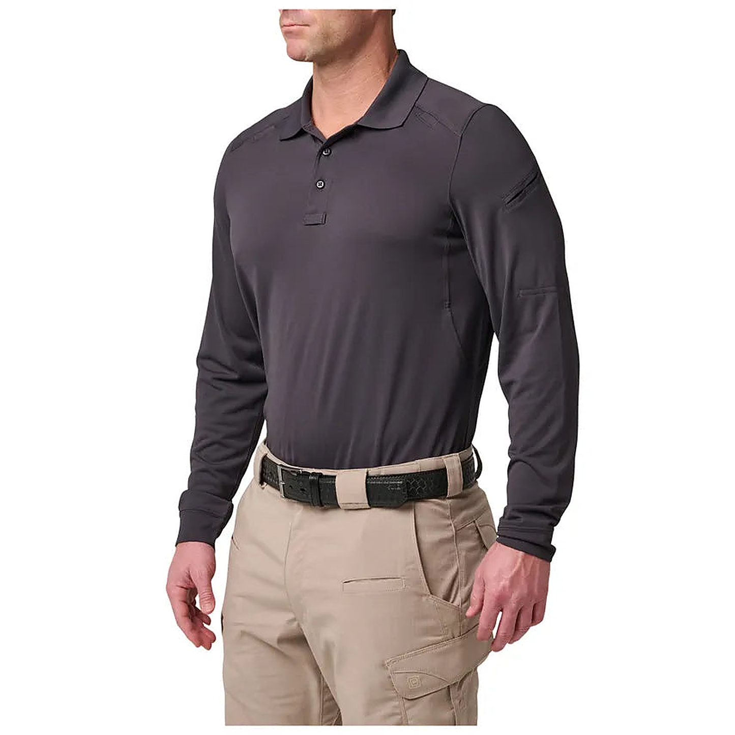 5.11 Mens Helios Polo Long Sleeve - Charcoal Grey - back view