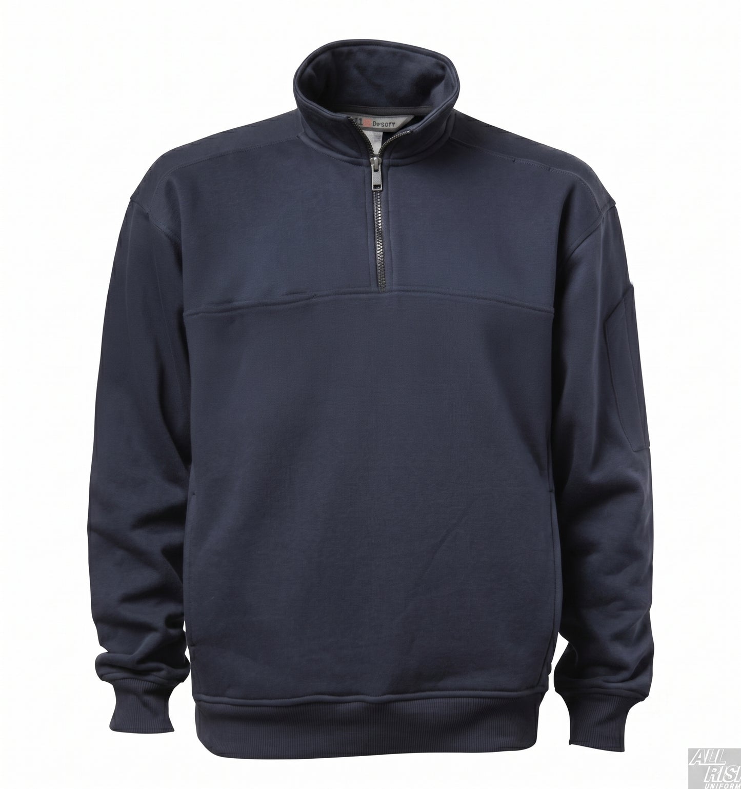 5.11 Tactical quarter-zip job shirt with soft collar laid flat showing chest pocket and shoulder mic pockets