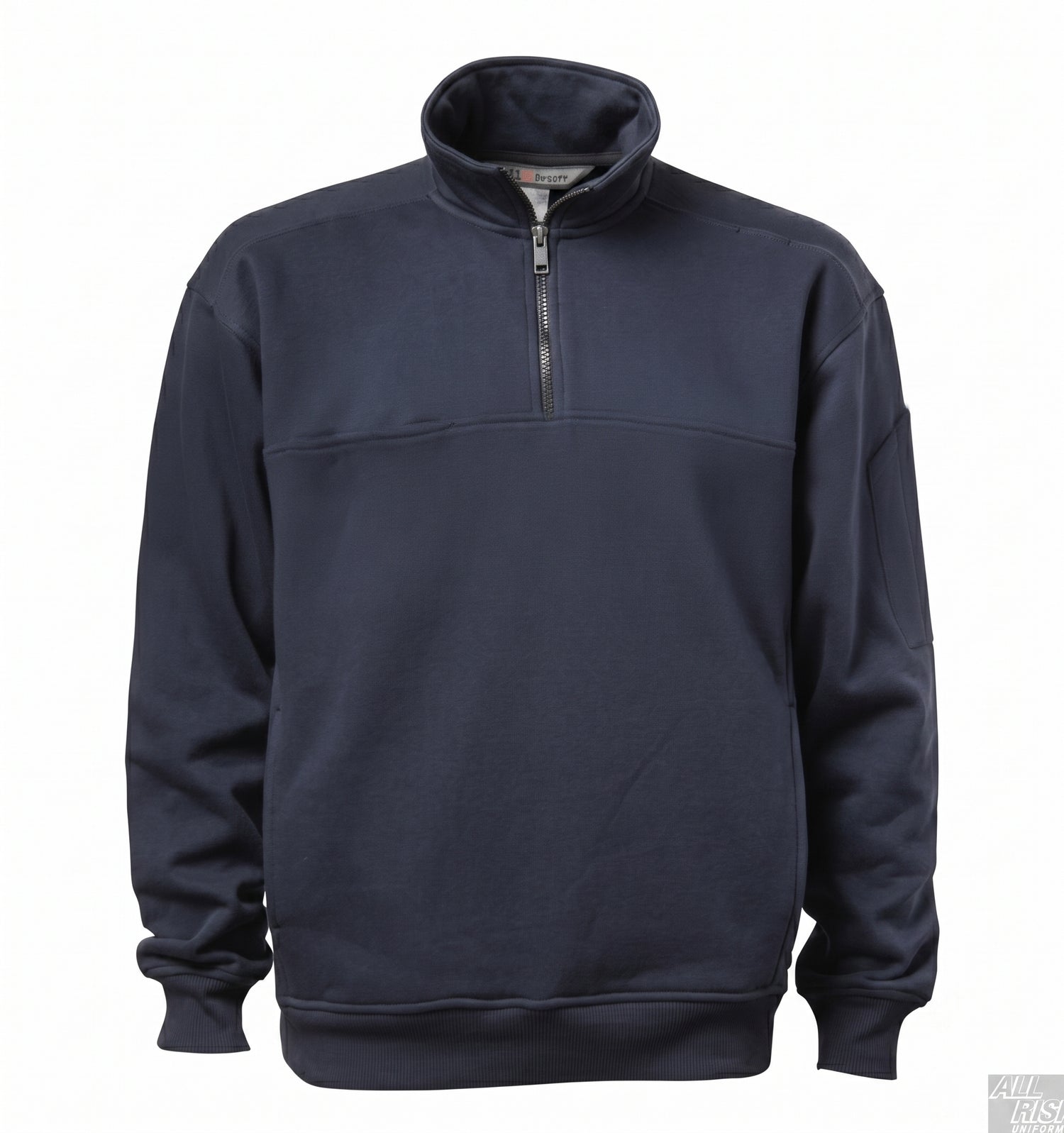 5.11 Tactical quarter-zip job shirt with soft collar laid flat showing chest pocket and shoulder mic pockets
