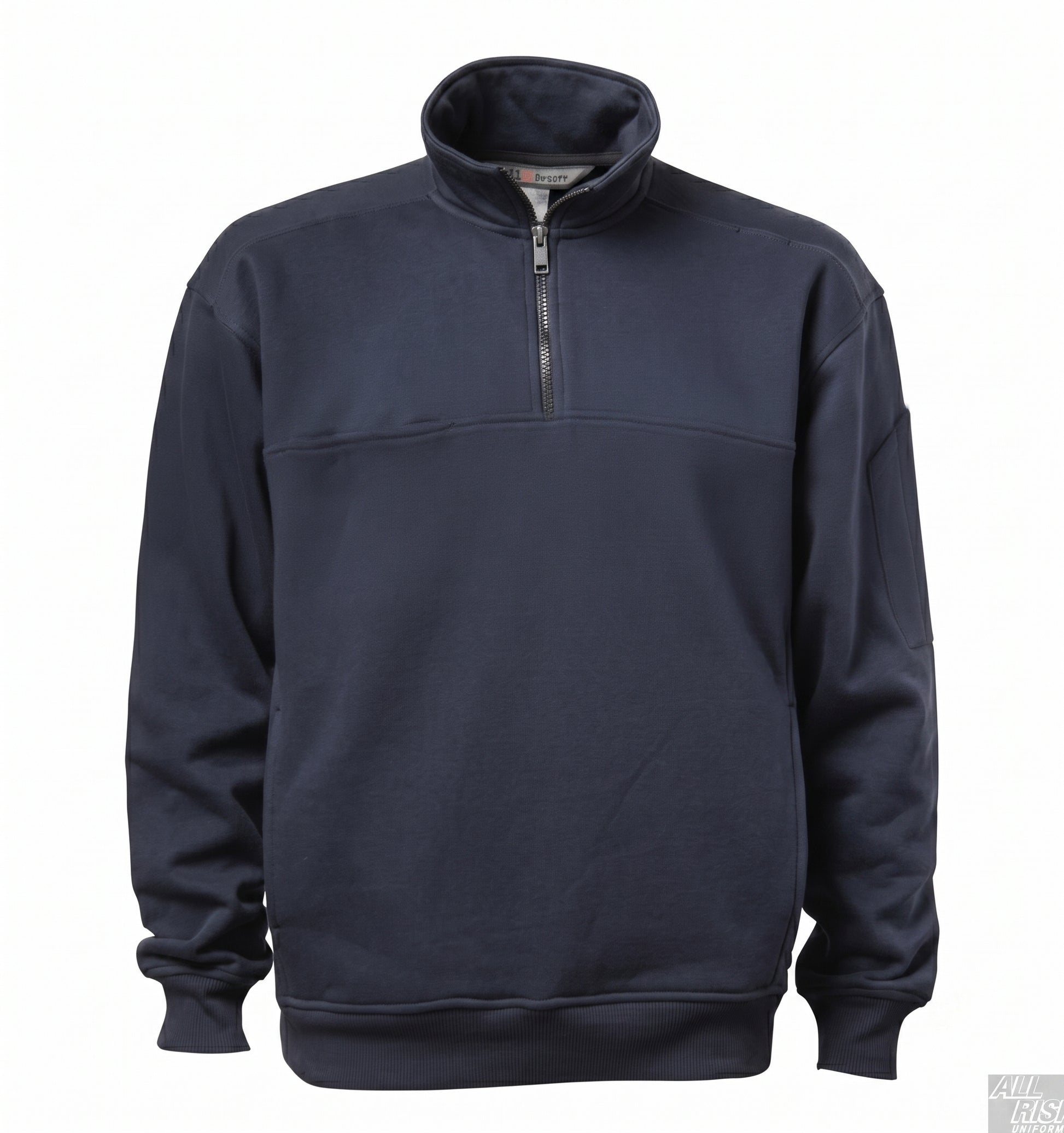 5.11 Tactical quarter-zip job shirt with soft collar laid flat showing chest pocket and shoulder mic pockets