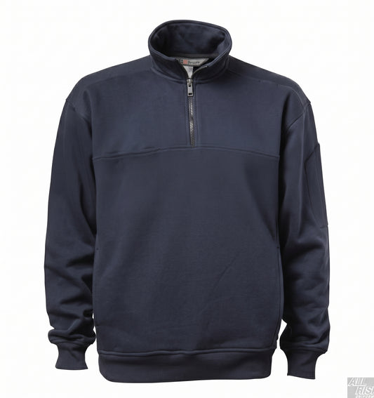 5.11 Tactical quarter-zip job shirt with soft collar laid flat showing chest pocket and shoulder mic pockets