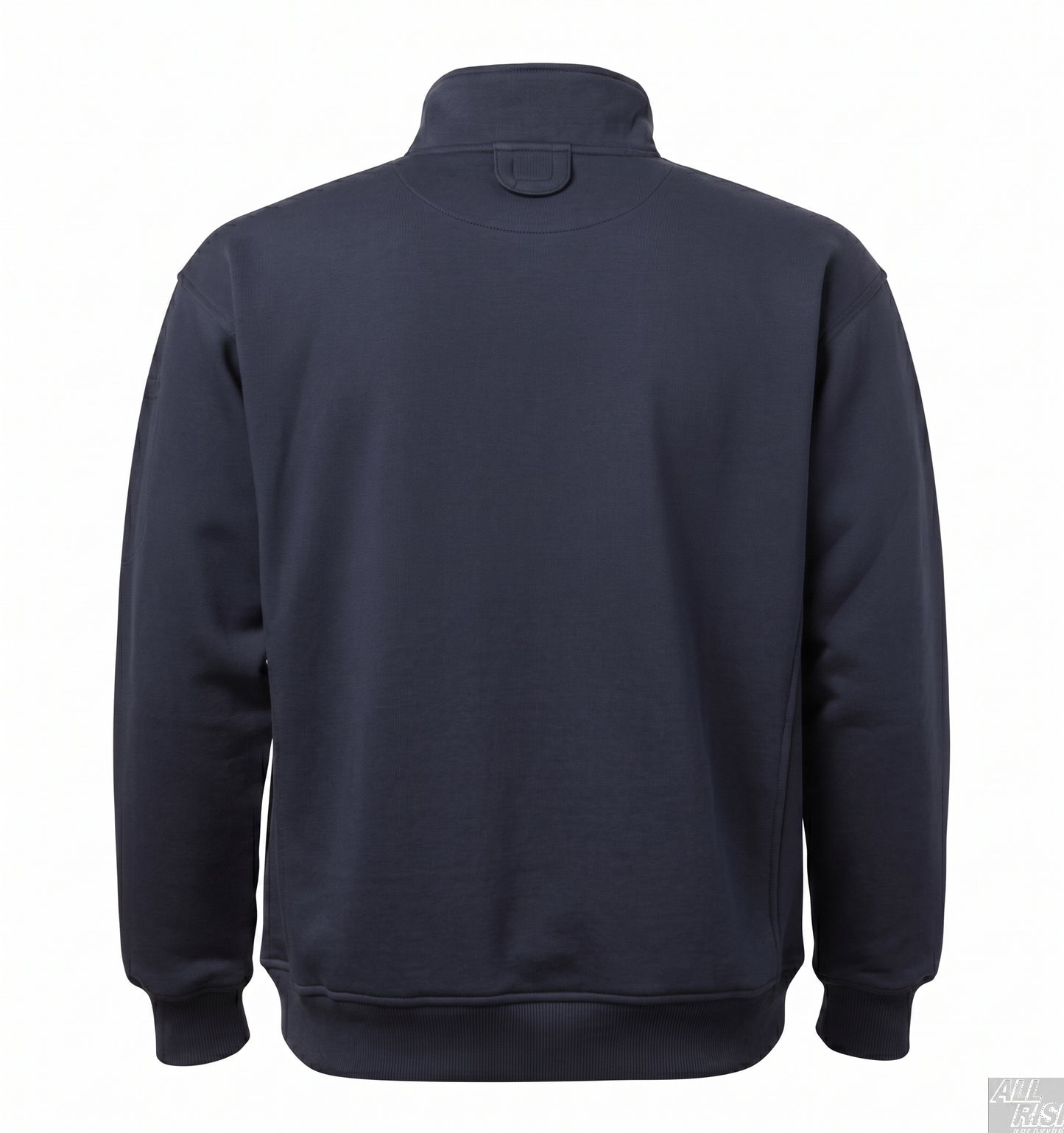 Back view of 5.11 job shirt showing no-roll collar, locker loop, and side seam handwarmer pocket