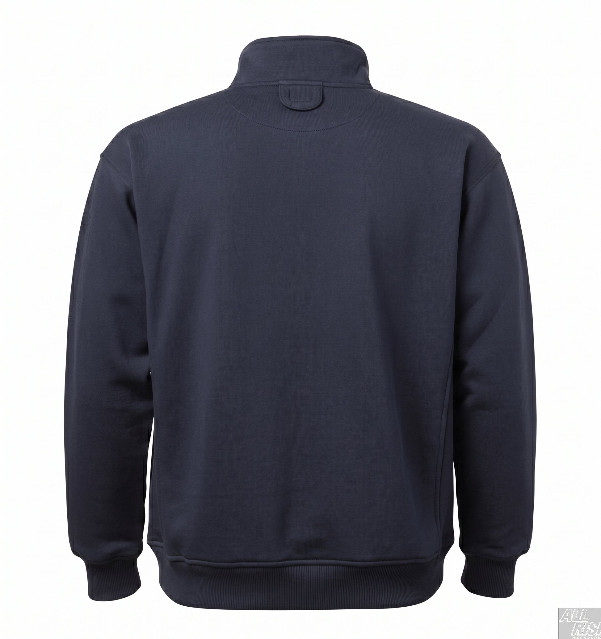 Back view of 5.11 job shirt showing no-roll collar, locker loop, and side seam handwarmer pocket