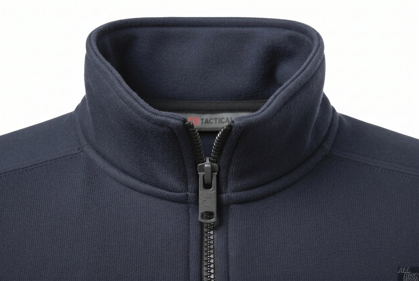 5.11 Tactical Job Shirt soft no-roll collar and quarter-zip detail showing quality construction for emergency services uniforms