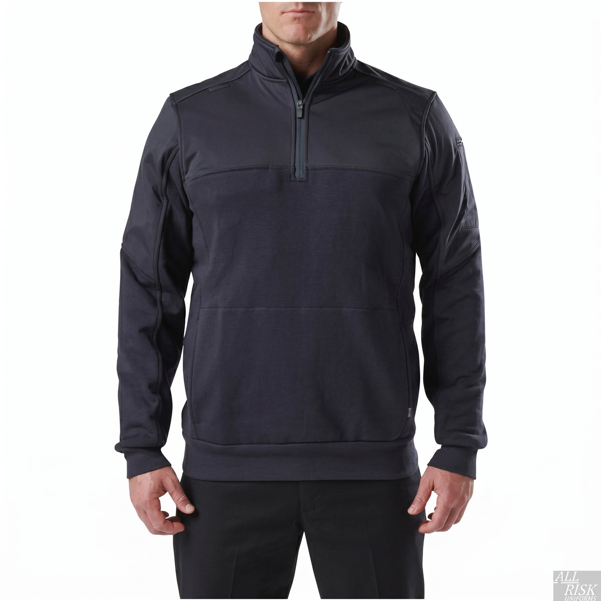 Dark gray half-zip pullover on a white background