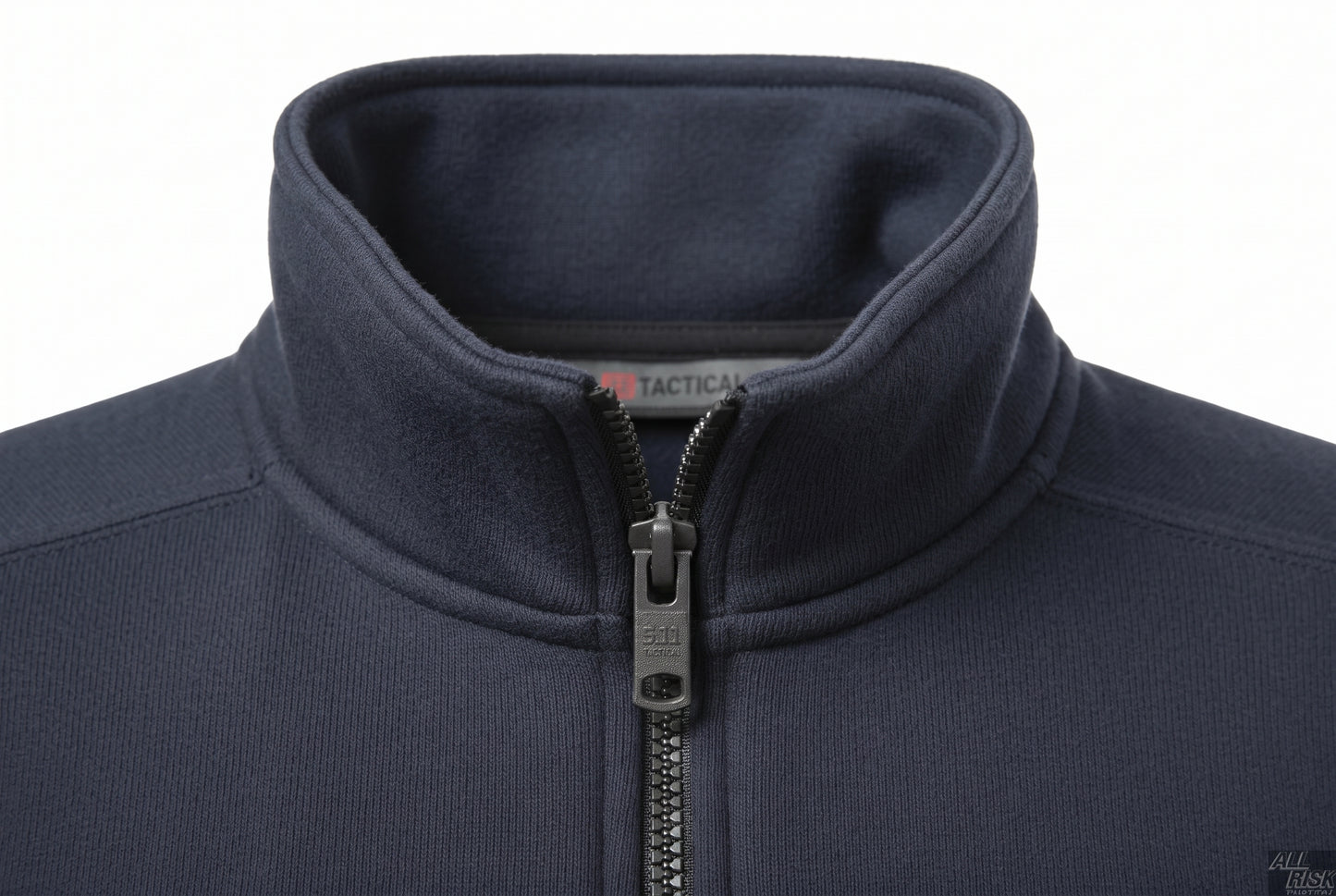 5.11 Tactical Job Shirt soft no-roll collar and quarter-zip detail showing quality construction for emergency services uniforms