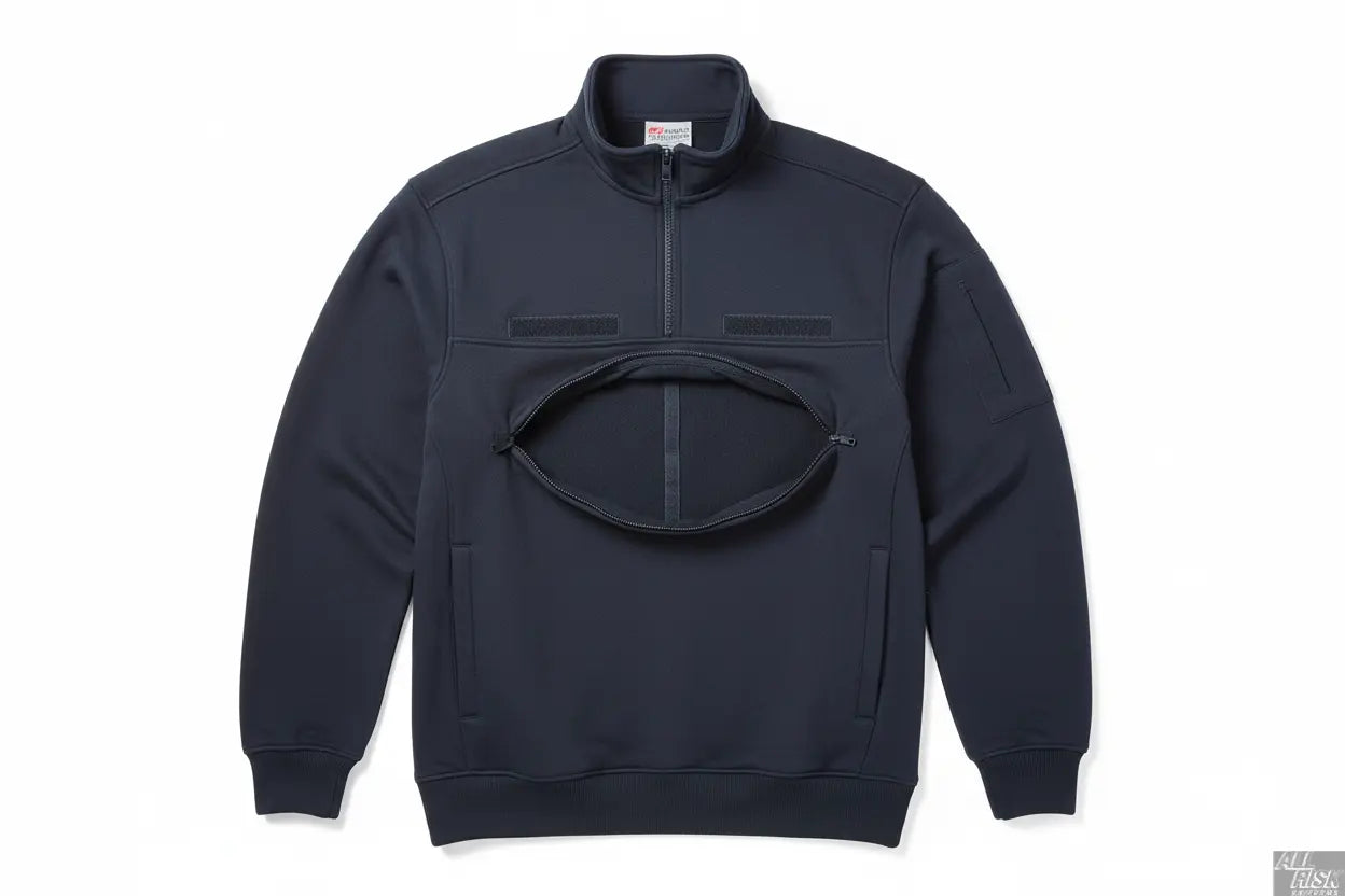 5.11 Tactical Job Shirt Flat Lay Showing Chest Pocket and Shoulder Mic Pockets