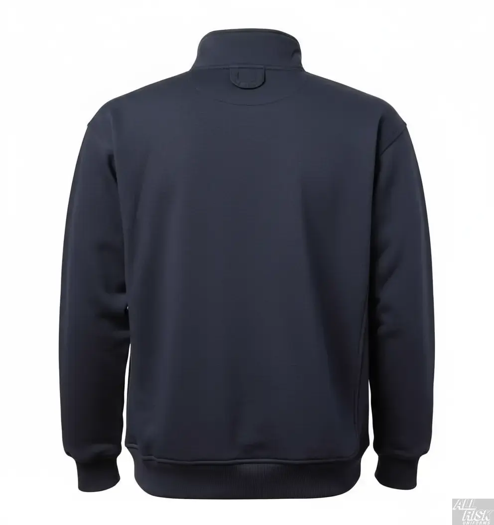 Back view of 5.11 job shirt showing no-roll collar, locker loop, and side seam handwarmer pocket