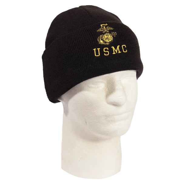 Rothco Embroidered USMC Watch Cap with Gold Eagle, Globe, &amp; Anchor Insignia