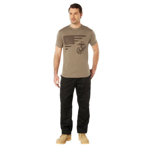 Rothco USMC Eagle, Globe, &amp; Anchor Moisture Wicking T-Shirt - AR 670-1 Coyote Brown