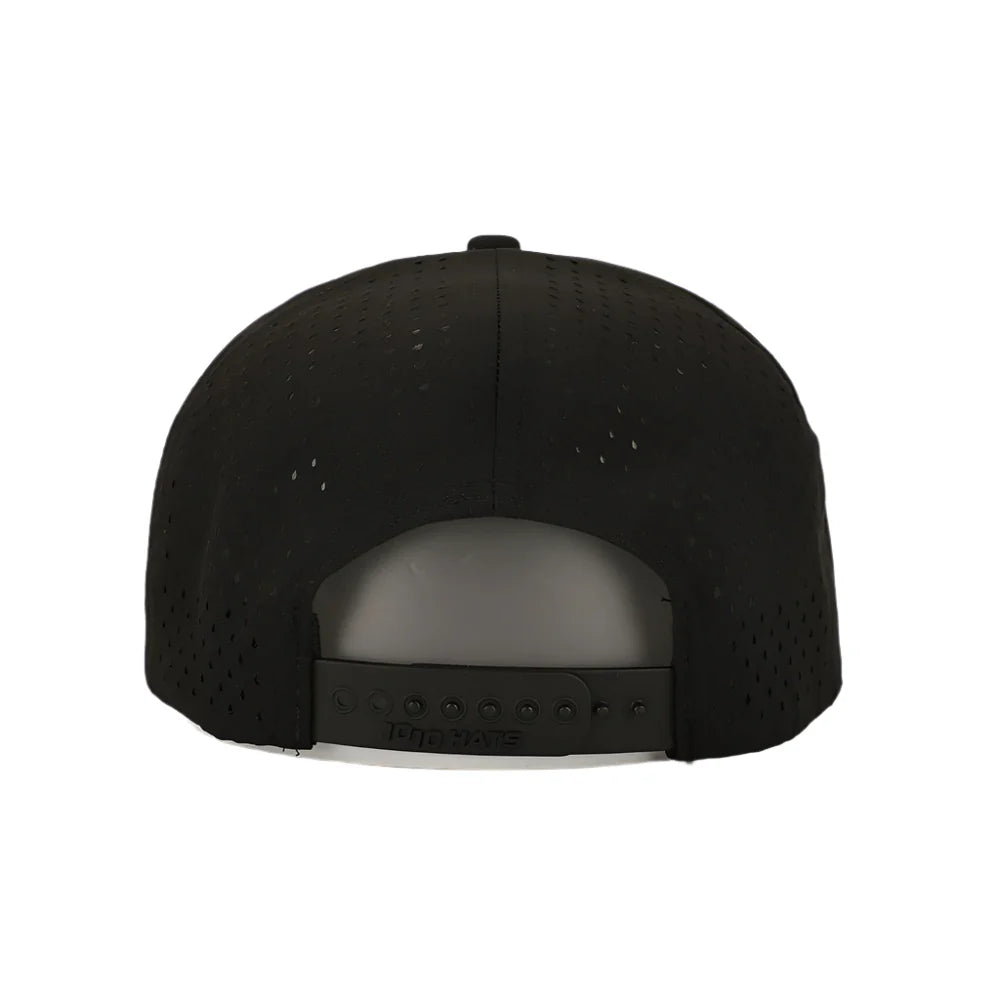 Black cap with a white interior on a white background