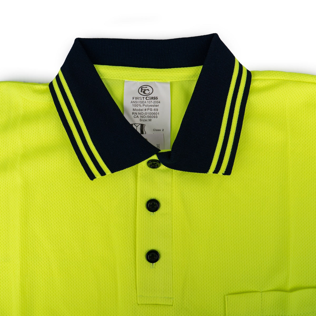 Polyester Short Sleeve Lime Green Polo Shirt with Reflective Stripe (Security ID)