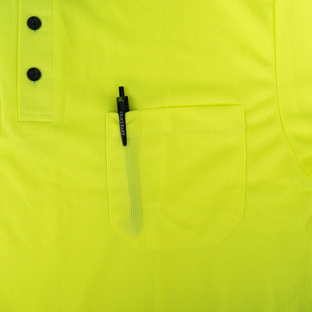 Polyester Short Sleeve Lime Green/Navy Polo Shirt with Reflective Stripe (No ID)