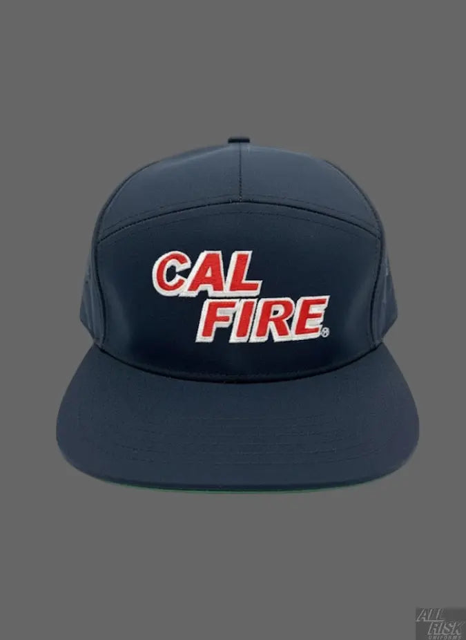 Navy blue cap with 'CAL FIRE' logo on a gray background