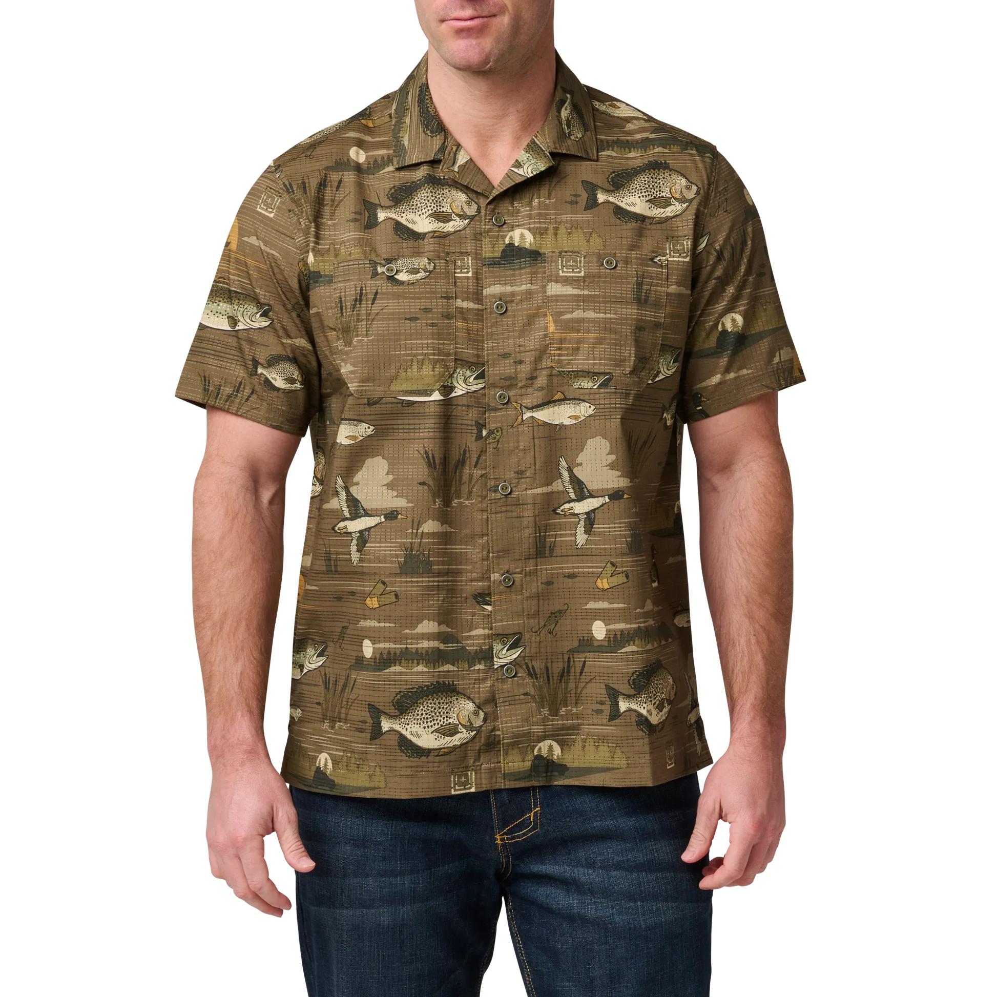 Adventure Print Short Sleeve Shirt – Field Green Great Outdoors