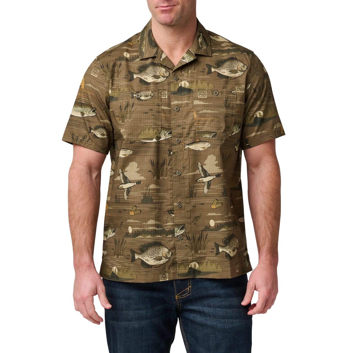 Great Adventure Print Short Sleeve Shirt – Field Green Great Outdoors