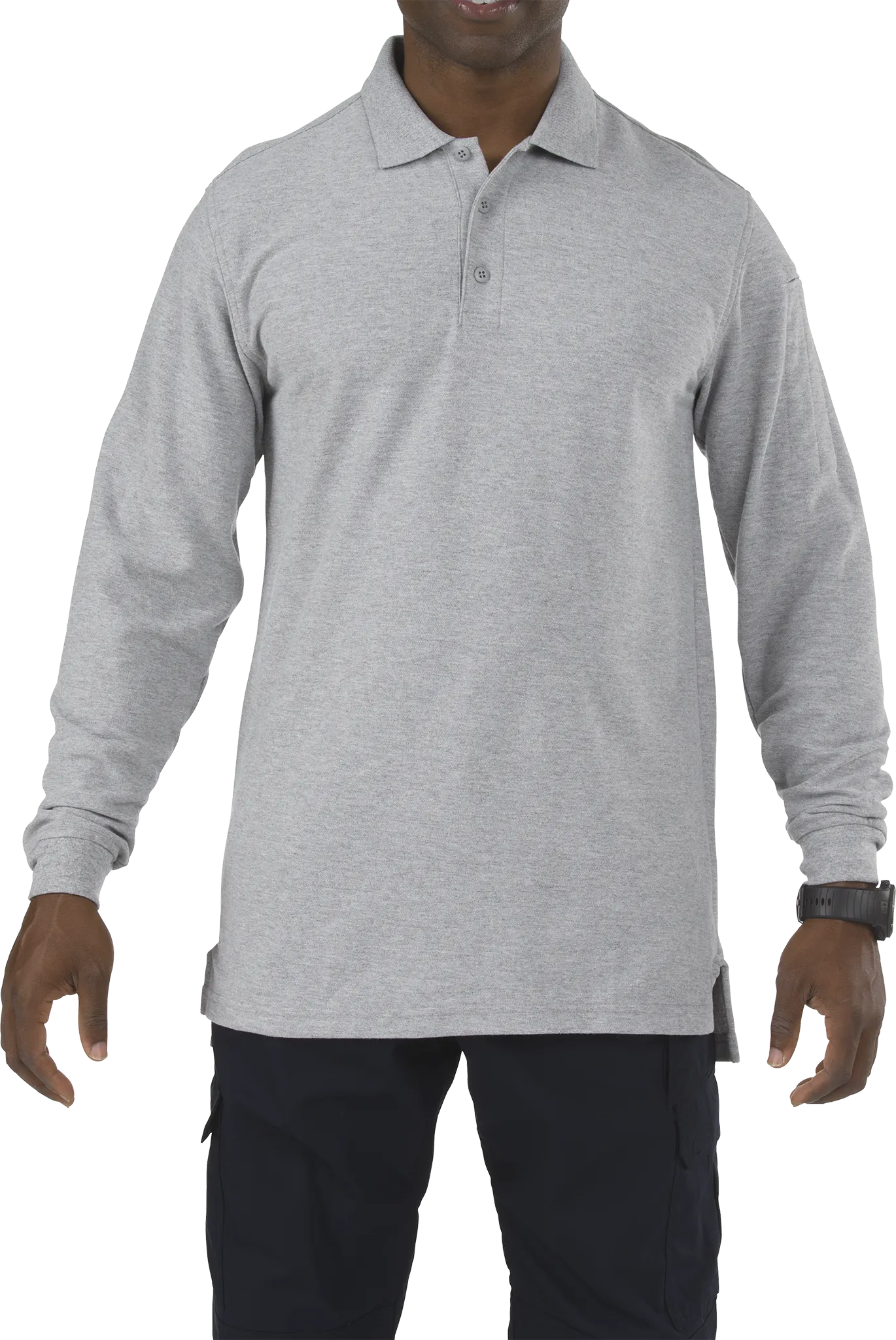 Utility Long Sleeve Polo – Heather Gray