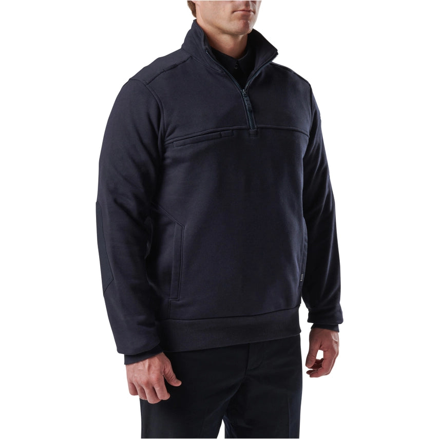 5.11 Mens Quarter Zip Job Shirt 2.0 Soft Collar - Midnight Navy - close-up detail