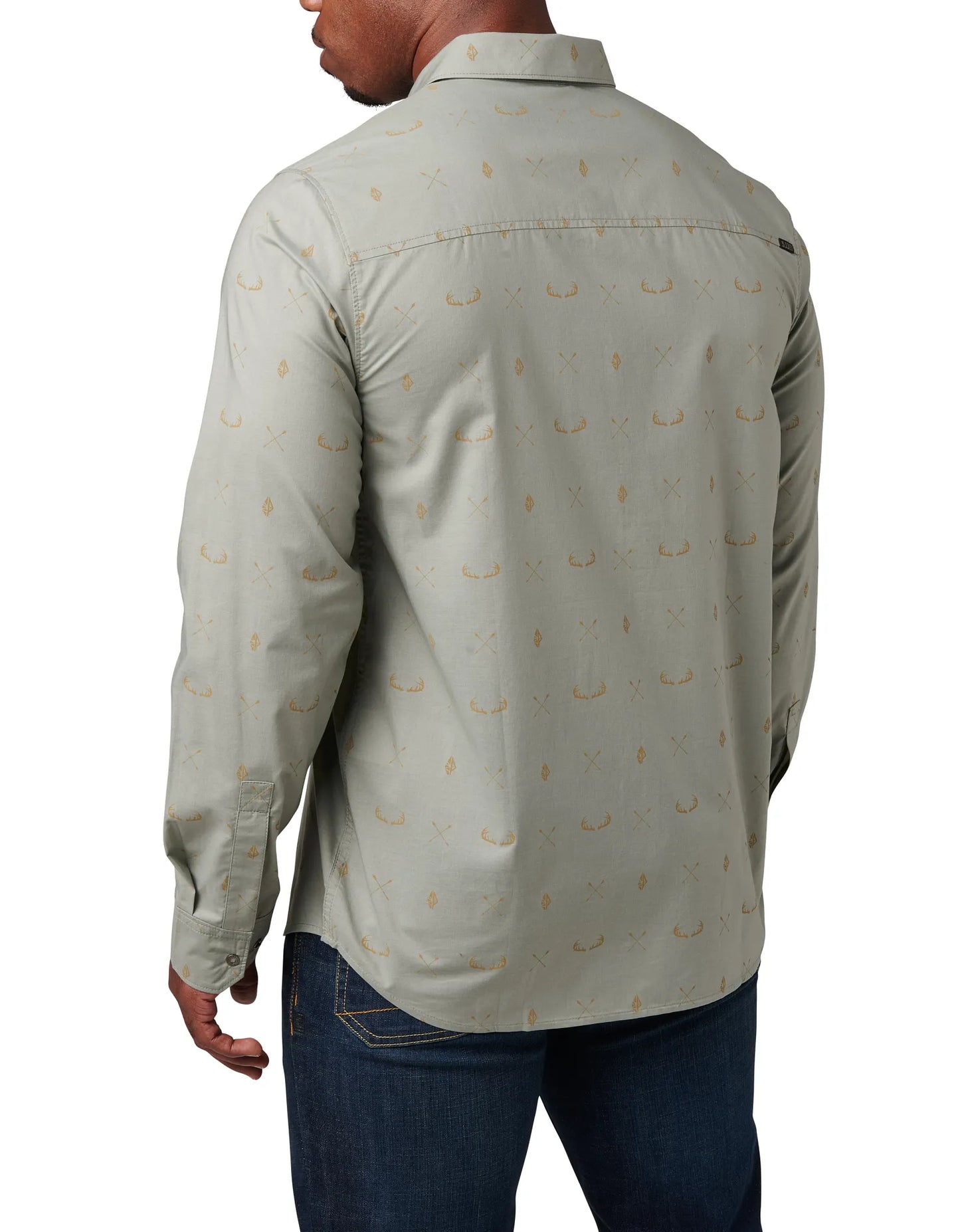 Igor Print Long Sleeve Shirt – Shadow Green Geometric