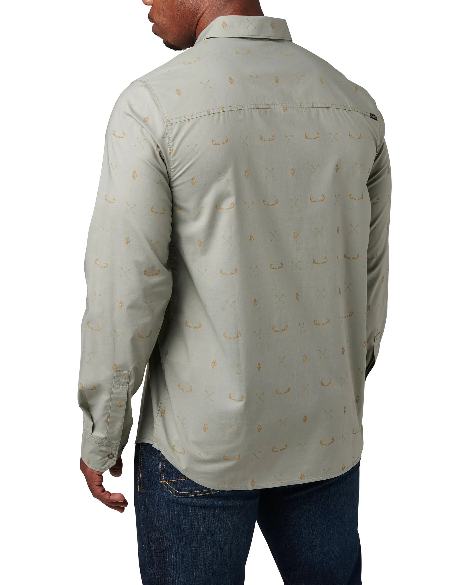 Igor Print Long Sleeve Shirt – Shadow Green Geometric