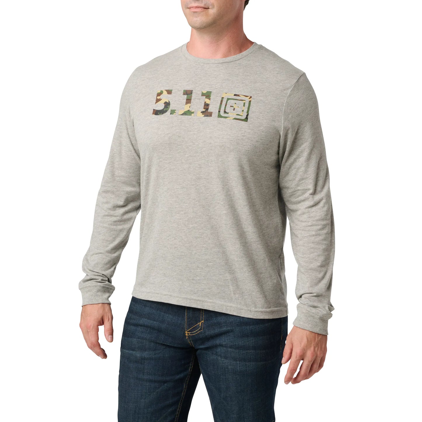 Woodland Camo Fill Long Sleeve Tee – Heather Gray