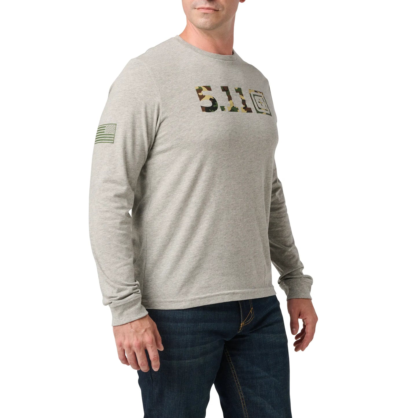 Woodland Camo Fill Long Sleeve Tee – Heather Gray