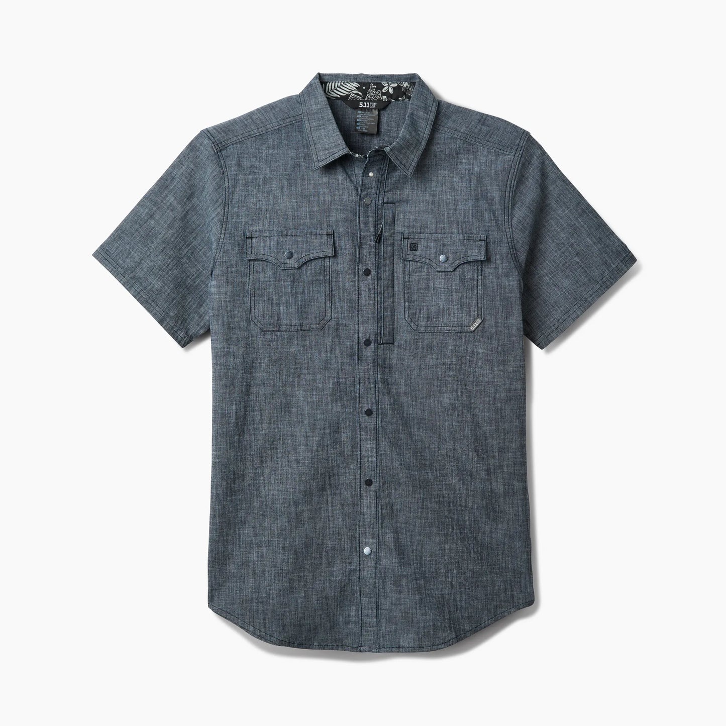 Victor Short Sleeve Chambray Shirt – Grey Blue Dark Wash