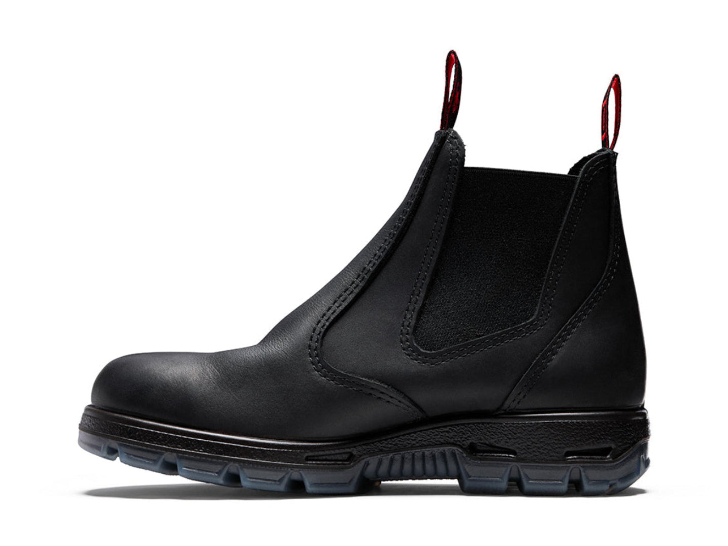 Redback Easy Escape black slip-on work boot, opposite side profile
