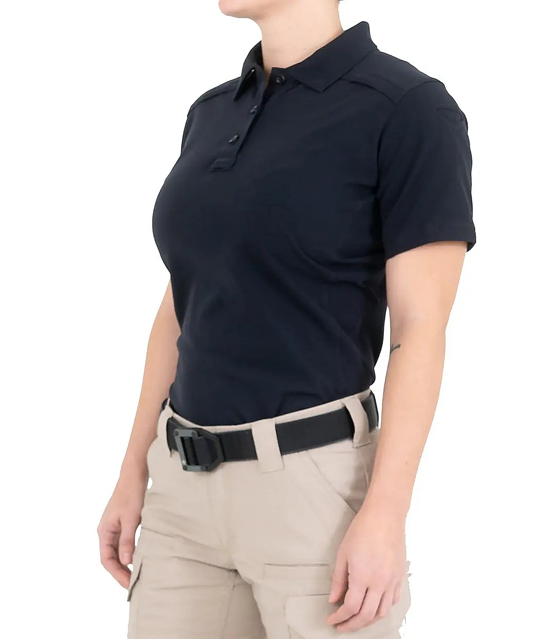 A-EMT FIrst Tactical Womens Cotton Short Sleeve Polo - detail view