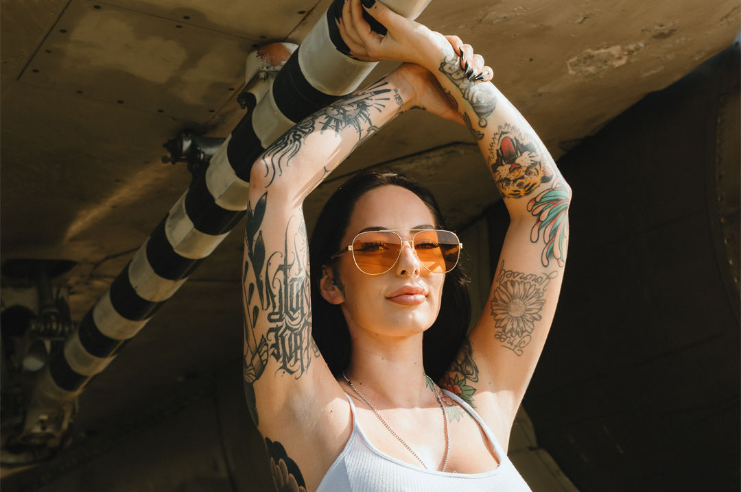 Heat Wave Visual Incline Polished Gold Frame Amber Lens sunglasses view 4