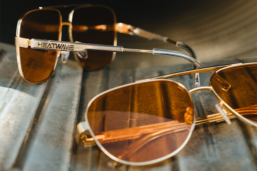 Heat Wave Visual Incline Polished Gold Frame Amber Lens sunglasses view 8