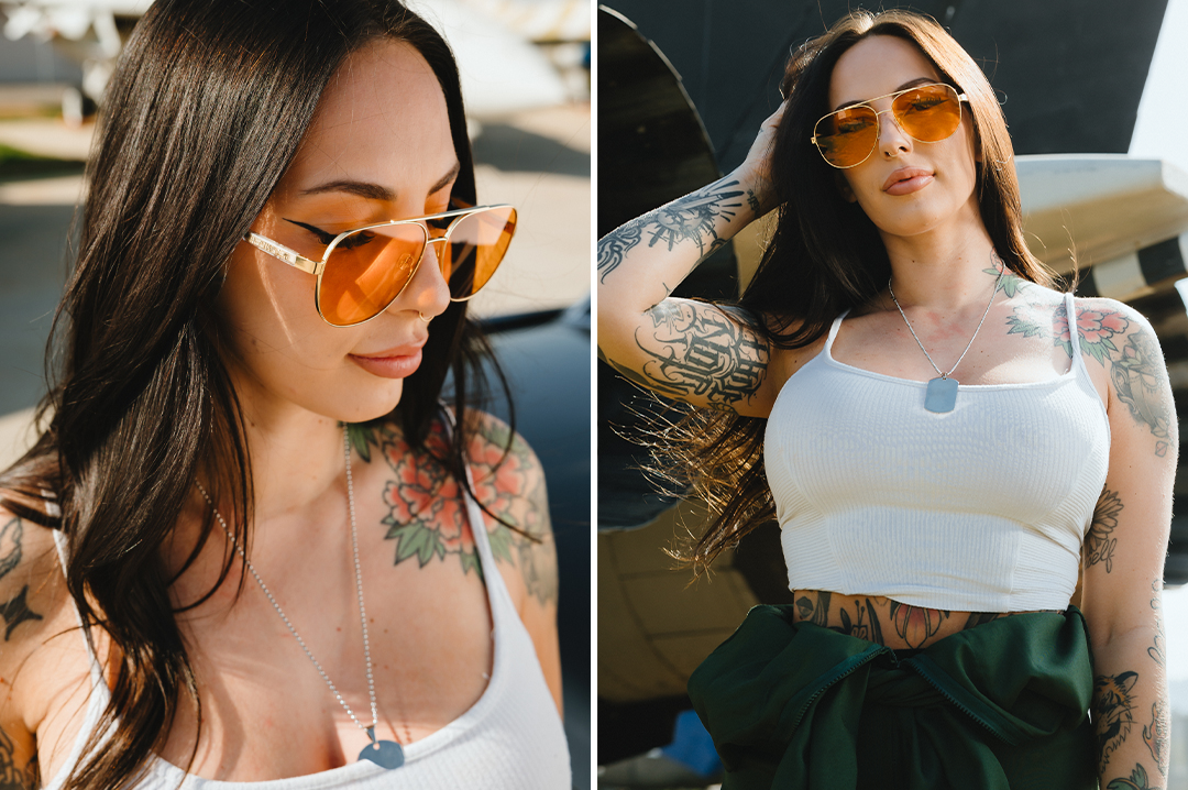 Heat Wave Visual Incline Polished Gold Frame Amber Lens sunglasses view 7