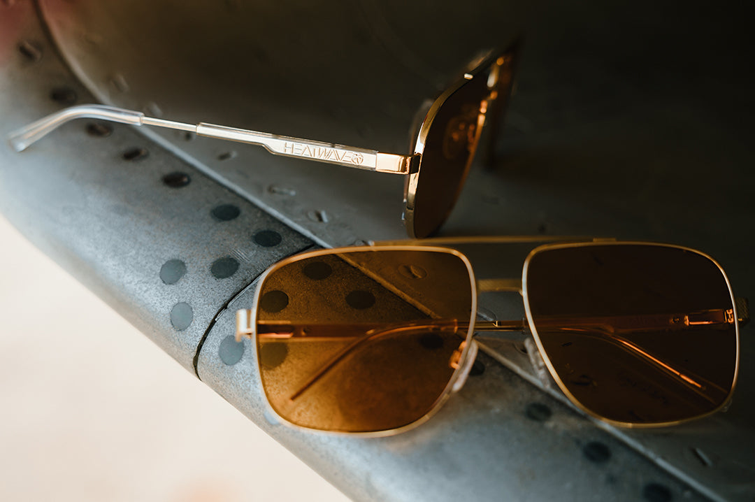 Heat Wave Visual Nimitz Polished Gold Frame Amber Lens sunglasses view 5