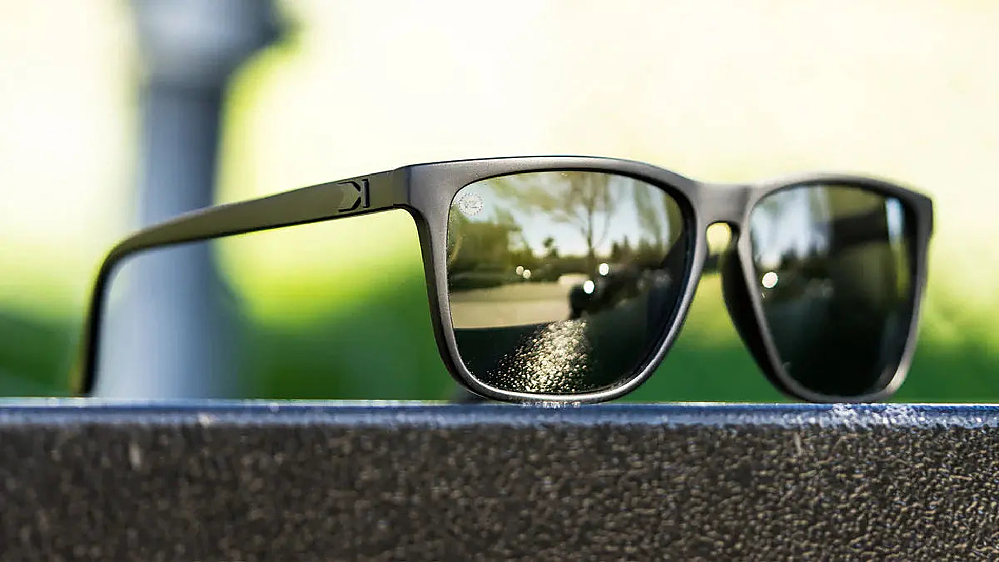 Black on Black Fast Lanes - Knockaround Sunglasses - detail view